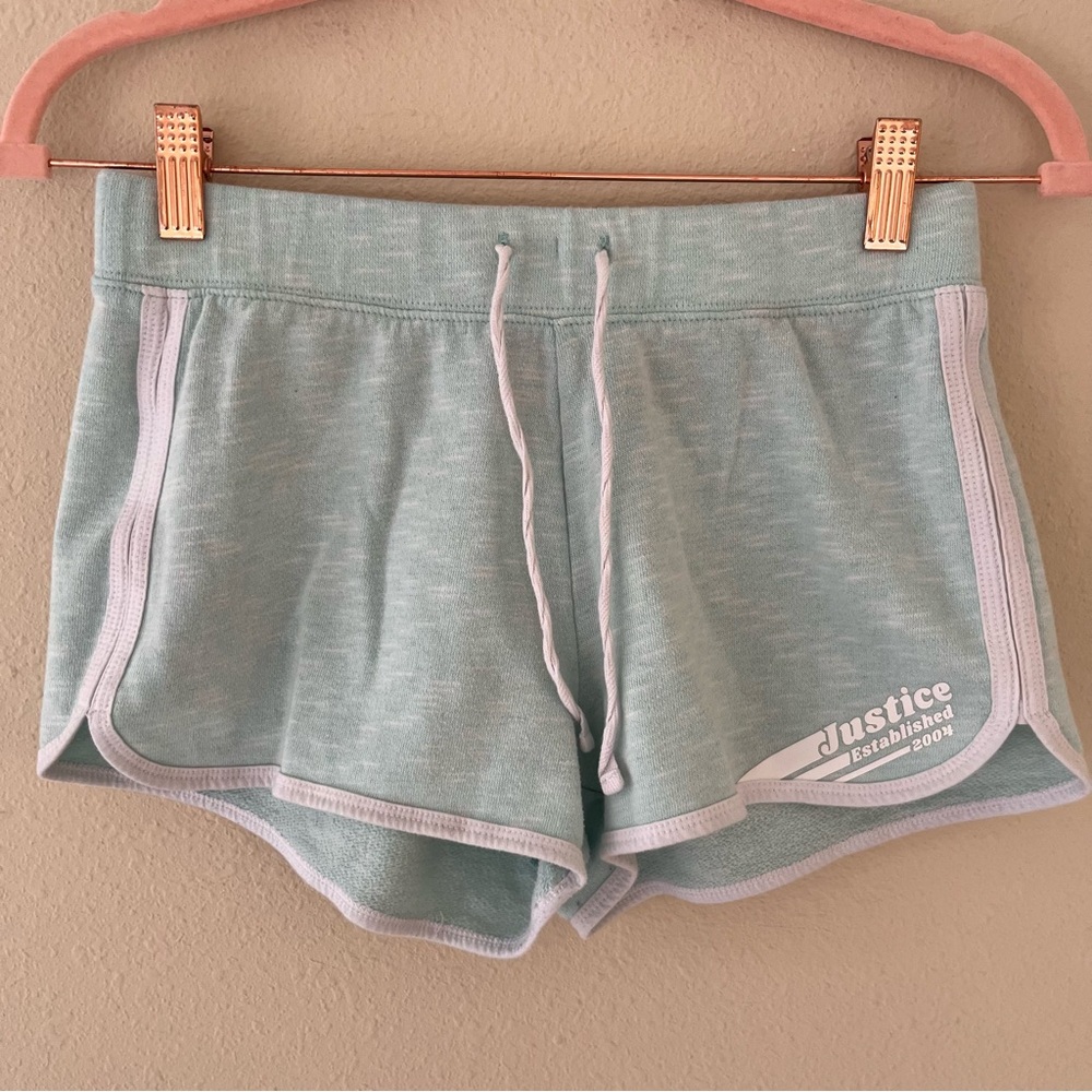 Justice Micro Shorts XS Green Dolphin Y2K Retro Cheeky Loungewear Active Logo